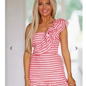 Day and Moon one shoulder plaid dresss. Red,pink, blue.New without tags.